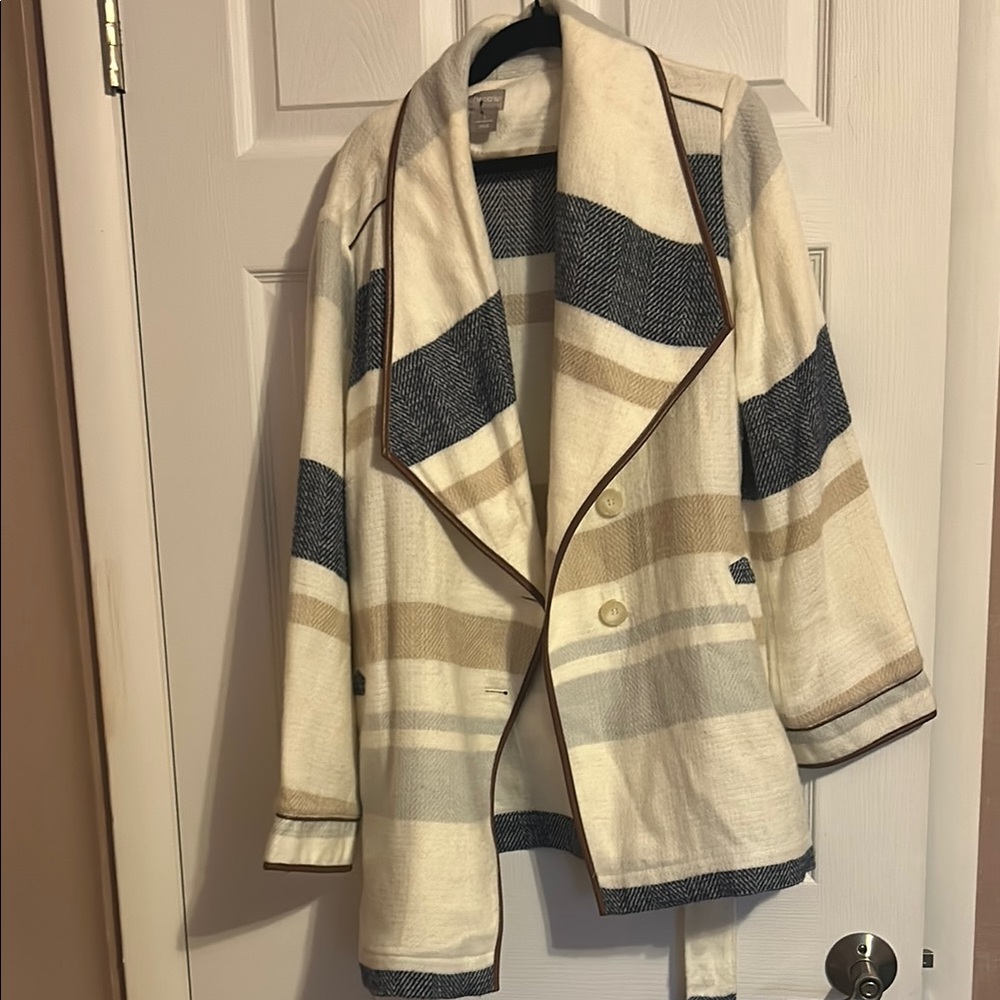 Striped Women's Jacket - Cream, Blue, Tan